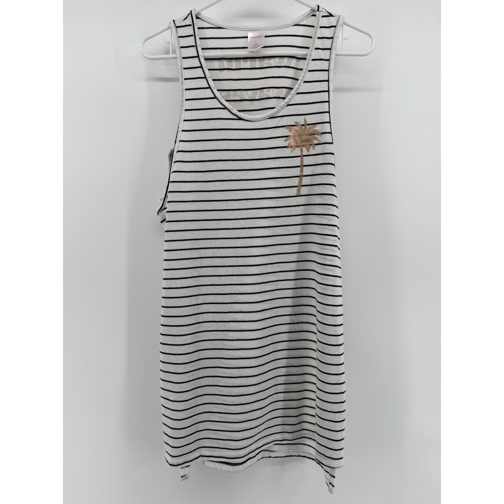 Xhilaration Tank Top Blouse Women's White Black Striped Size Large